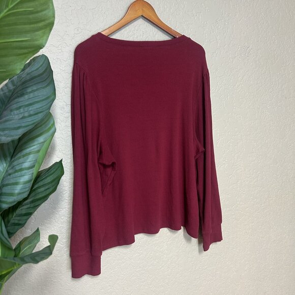 J. Crew Womens Ribbed Puff Sleeves Top Red Size 3X - Picture 6 of 6
